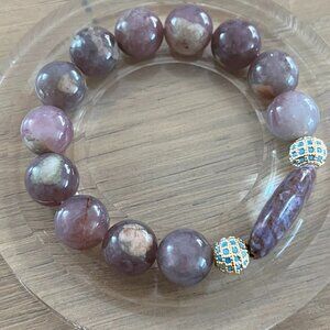 Dark Madagascar Rose Quartz w Matrix and Oval Russian Charoite